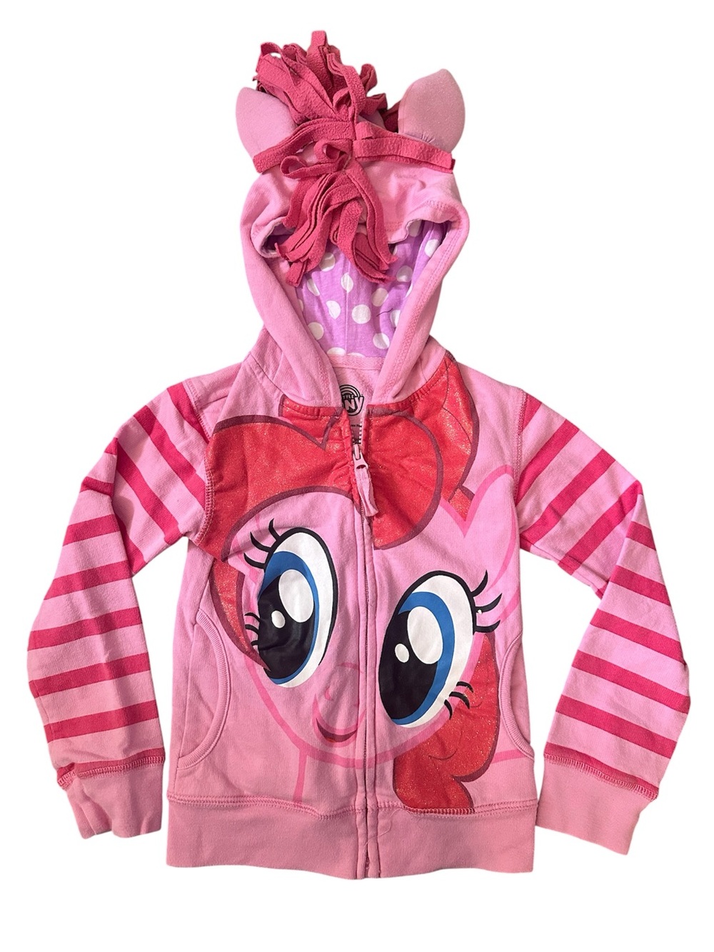 My Little Pony Toddler Girls Pinkie Pie Zip-Up Hoodie with Ears & Mane 4T